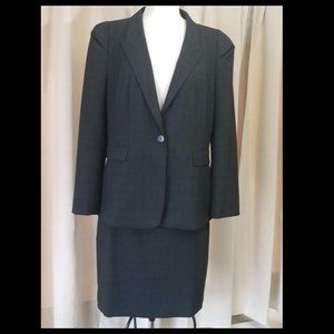 Halogen Charcoal Black Plaid Skirt Suit